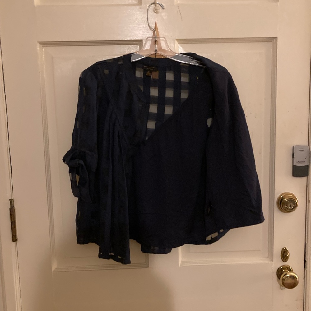 Current Air Dark Blue Plaid Blouse